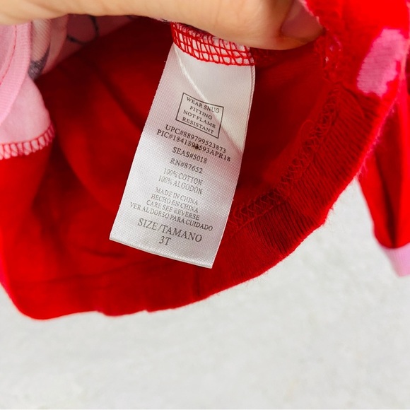 Disney Minnie Mouse Sweet Dreams Pink and Red Long Sleeve pajama Tee size 3T - Picture 8 of 10